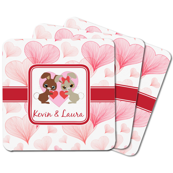 Hearts & Bunnies Square Fridge Magnet - MAIN