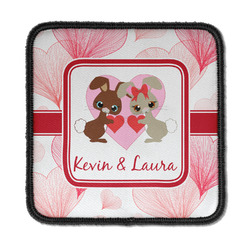 Hearts & Bunnies Iron On Square Patch w/ Couple's Names