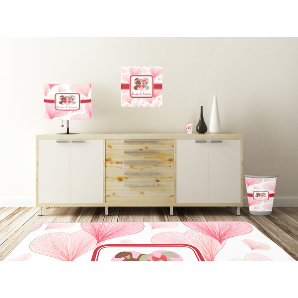 Hearts & Bunnies Square Wall Decal Wooden Desk