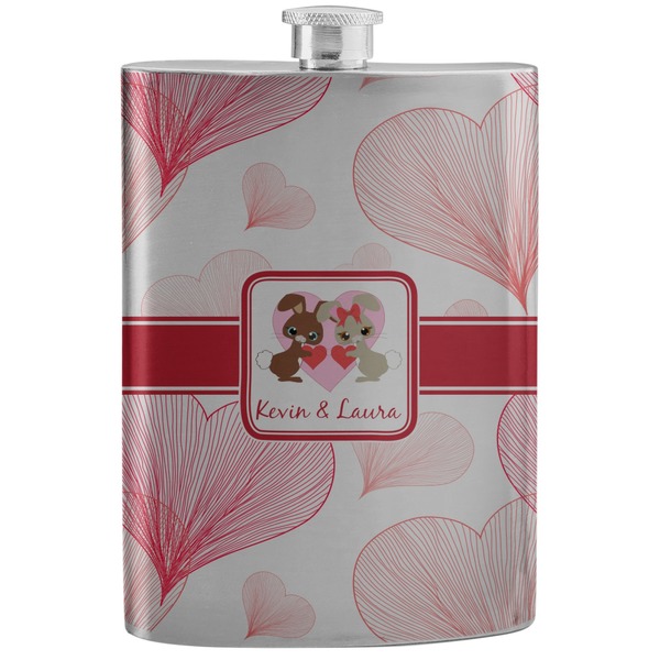 Custom Hearts & Bunnies Stainless Steel Flask (Personalized)