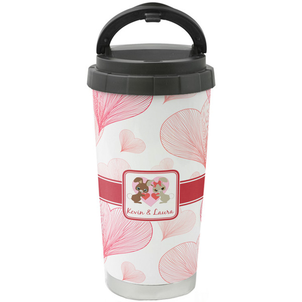 Custom Hearts & Bunnies Stainless Steel Coffee Tumbler (Personalized)