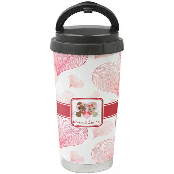 Custom Hearts & Bunnies Stainless Steel Coffee Tumbler (Personalized)