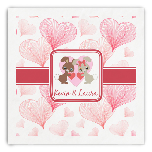 Custom Hearts & Bunnies Paper Dinner Napkins (Personalized)