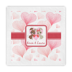 Hearts & Bunnies Standard Decorative Napkins (Personalized)