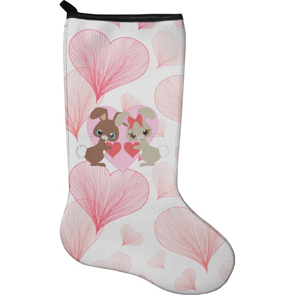 Custom Hearts & Bunnies Holiday Stocking - Single-Sided - Neoprene