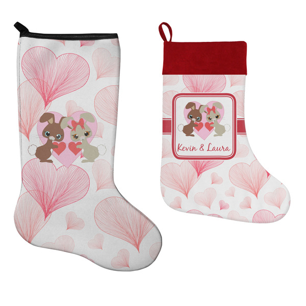 Hearts & Bunnies Stockings - Side by Side compare