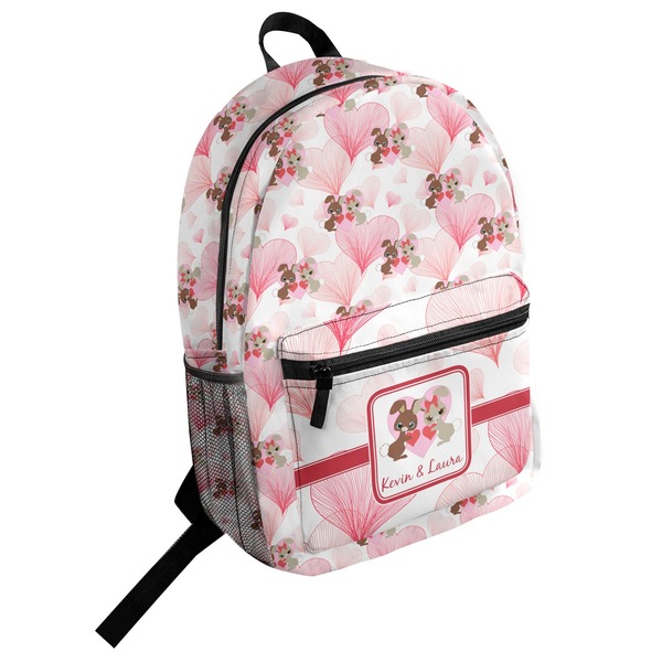 Custom Hearts & Bunnies Student Backpack (Personalized)