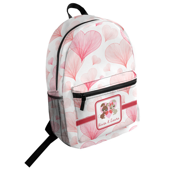 Custom Hearts & Bunnies Student Backpack (Personalized)
