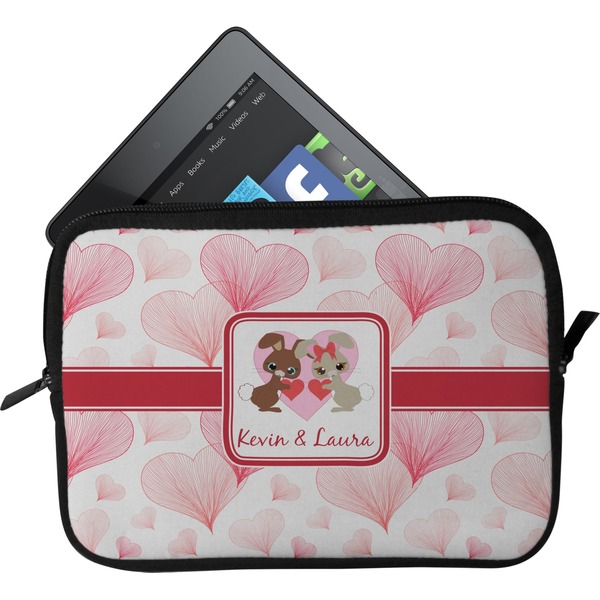 Custom Hearts & Bunnies Tablet Case / Sleeve - Small (Personalized)