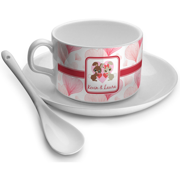 Custom Hearts & Bunnies Tea Cup (Personalized)