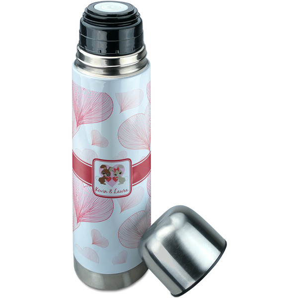 Hearts & Bunnies Thermos - Lid Off