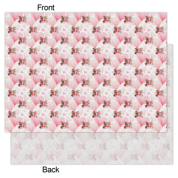 Hearts & Bunnies Tissue Paper - Lightweight - Large - Front & Back