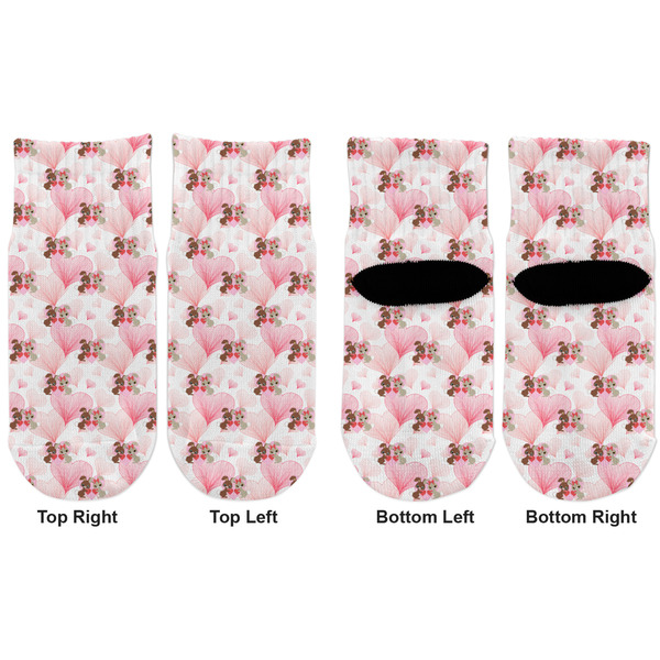Hearts & Bunnies Toddler Ankle Socks - Double Pair - Front and Back - Apvl