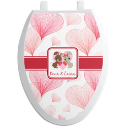 Hearts & Bunnies Toilet Seat Decal - Elongated (Personalized)