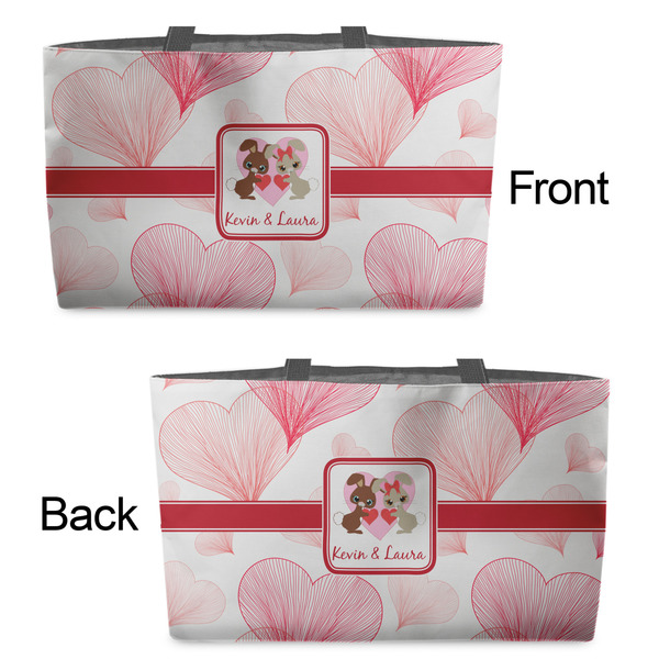 Hearts & Bunnies Tote w/Black Handles - Front & Back Views