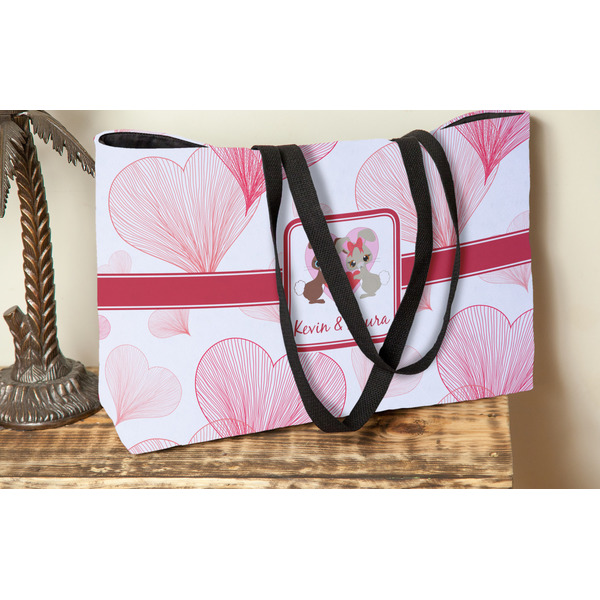 Hearts & Bunnies Tote w/Black Handles - Lifestyle View