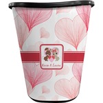 Hearts & Bunnies Waste Basket - Single Sided (Black) (Personalized)