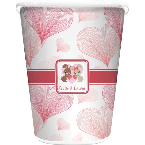 Custom Hearts & Bunnies Waste Basket (Personalized)