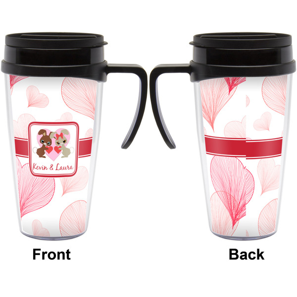 Hearts & Bunnies Travel Mug with Black Handle - Approval