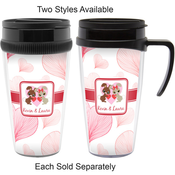 Hearts & Bunnies Travel Mugs - with & without Handle