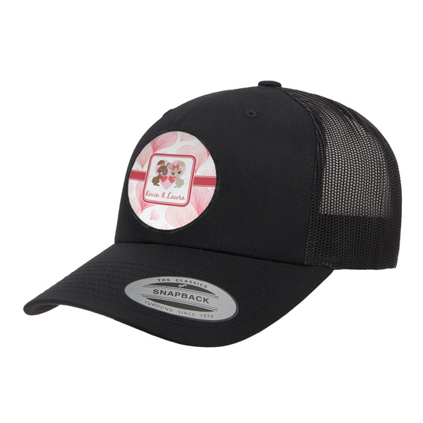 Custom Hearts & Bunnies Trucker Hat - Black (Personalized)