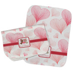 Hearts & Bunnies Burp Cloths - Fleece - Set of 2 w/ Couple's Names