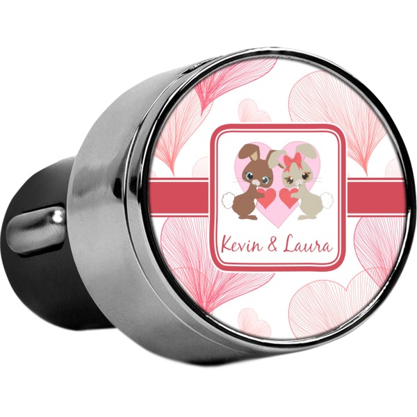 Custom Hearts & Bunnies USB Car Charger (Personalized)