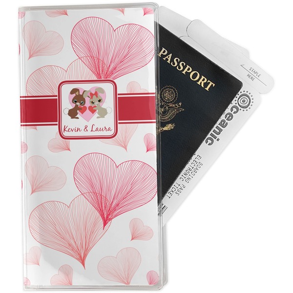 Custom Hearts & Bunnies Travel Document Holder