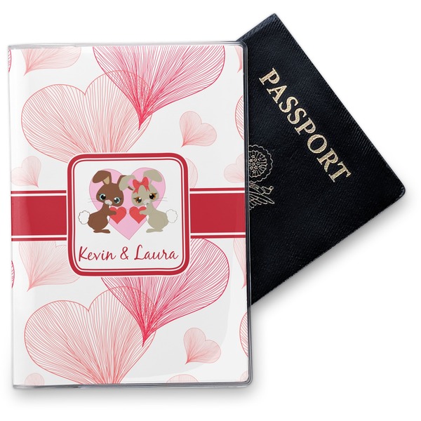 Custom Hearts & Bunnies Vinyl Passport Holder (Personalized)