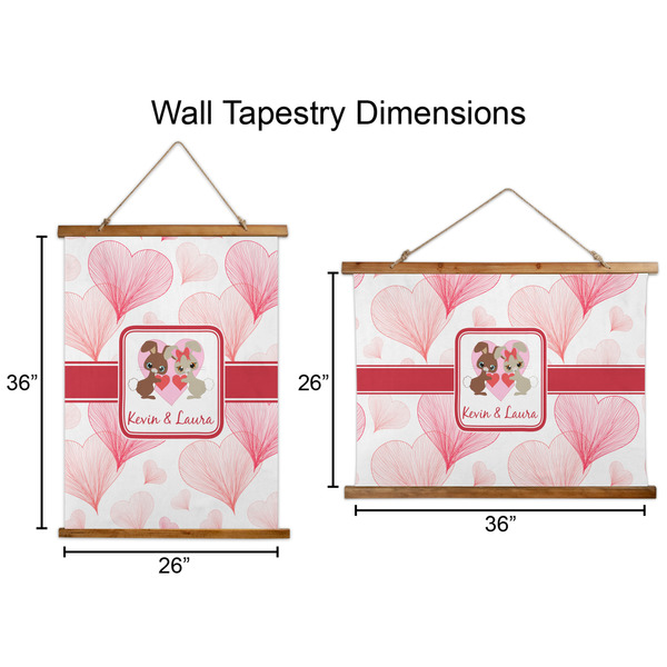 Hearts & Bunnies Wall Hanging Tapestries - Parent/Sizing
