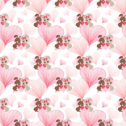 Hearts & Bunnies Wallpaper & Surface Covering (Water Activated 24"x 24" Sample)
