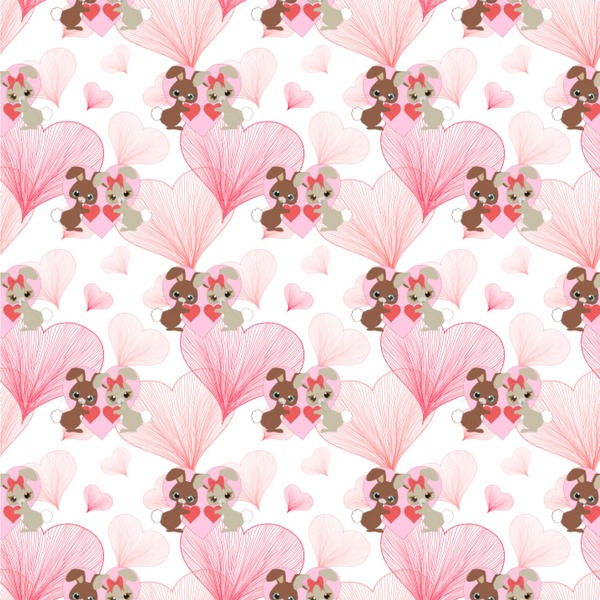Custom Hearts & Bunnies Wallpaper & Surface Covering (Water Activated 24"x 24" Sample)