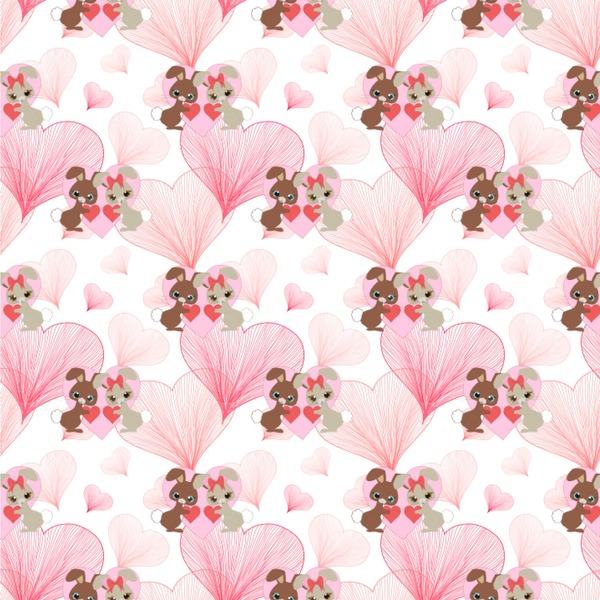 Custom Hearts & Bunnies Wallpaper & Surface Covering (Water Activated 24"x 24" Sample)
