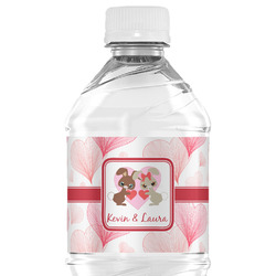 Hearts & Bunnies Water Bottle Labels - Custom Sized (Personalized)