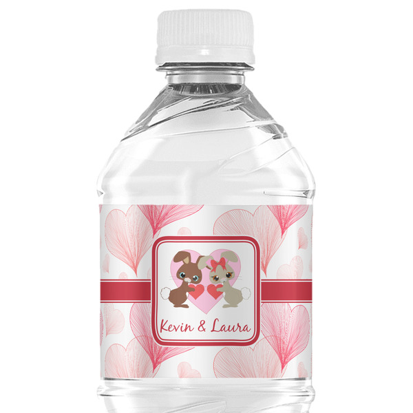 Custom Hearts & Bunnies Water Bottle Labels - Custom Sized (Personalized)