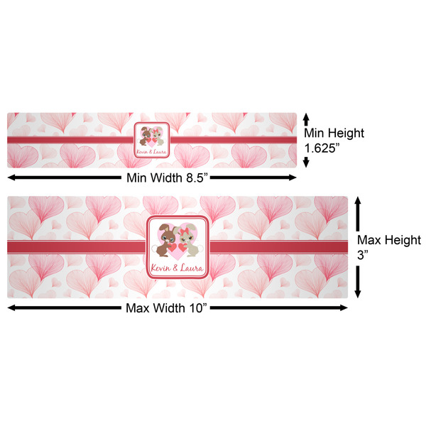 Hearts & Bunnies Water Bottle Labels w/ Dimensions