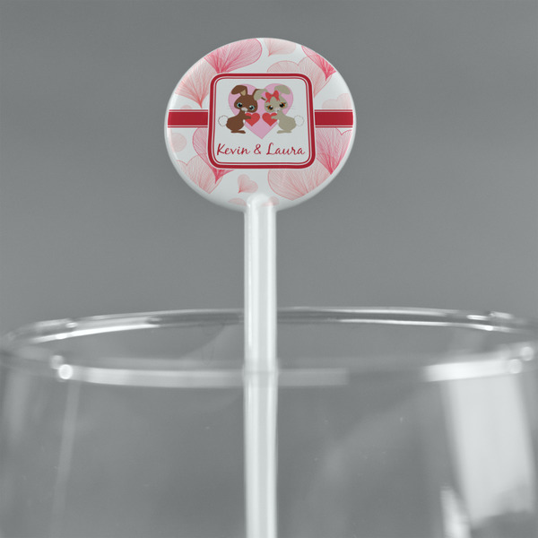 Hearts & Bunnies White Plastic 5.5" Stir Stick - Round - Main