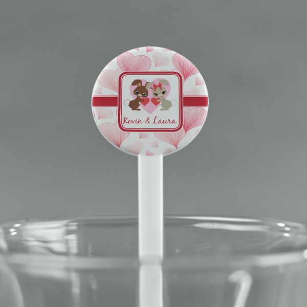 Hearts & Bunnies White Plastic 7" Stir Stick - Round - Main
