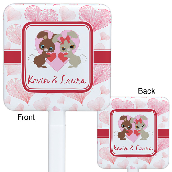 Hearts & Bunnies White Plastic Stir Stick - Double Sided - Approval