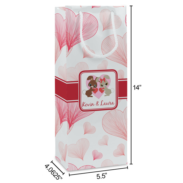 Hearts & Bunnies Wine Gift Bag - Dimensions