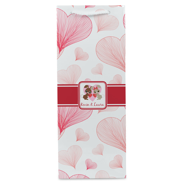 Hearts & Bunnies Wine Gift Bag - Gloss - Front