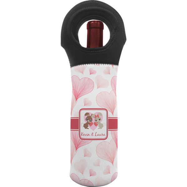 Custom Hearts & Bunnies Wine Tote Bag (Personalized)