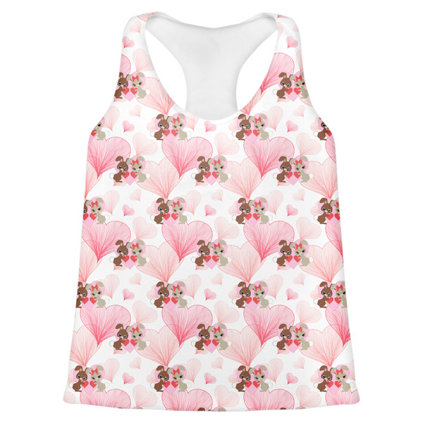 Custom Hearts & Bunnies Womens Racerback Tank Top - X Small