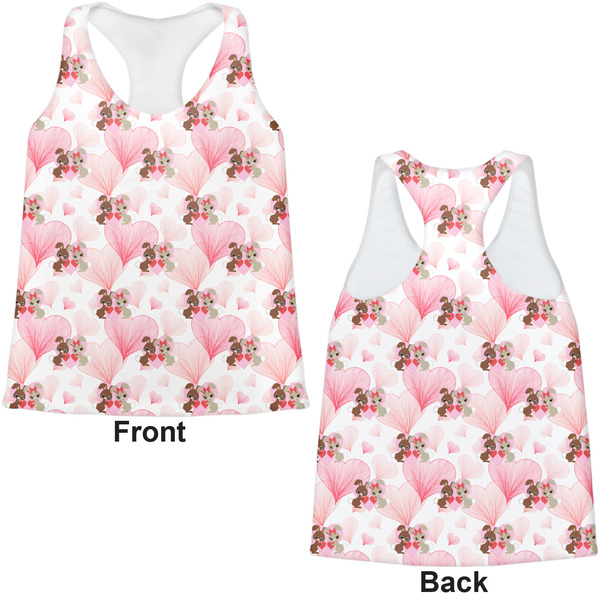 Hearts & Bunnies Womens Racerback Tank Tops - Medium - Front and Back