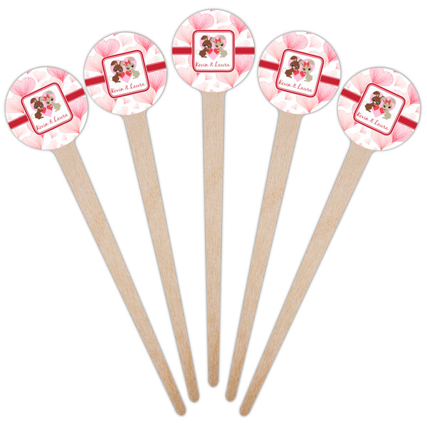 Hearts & Bunnies Wooden 4" Food Pick - Round - Fan View