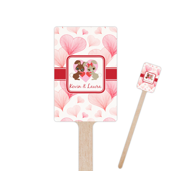 Custom Hearts & Bunnies Rectangle Wooden Stir Sticks (Personalized)