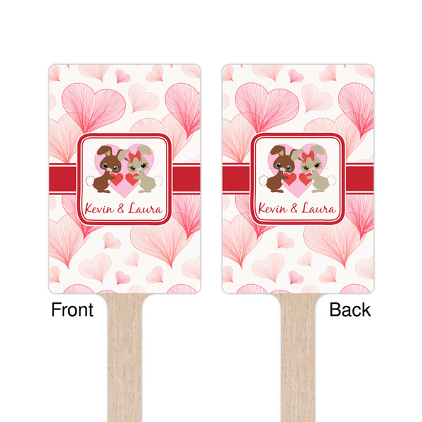 Hearts & Bunnies Wooden 6.25" Stir Stick - Rectangular - Double Sided - Front & Back