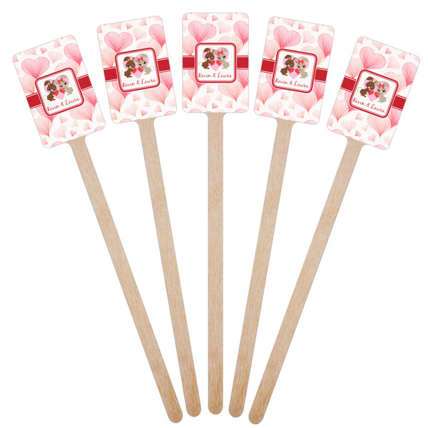 Hearts & Bunnies Wooden 6.25" Stir Stick - Rectangular - Fan View