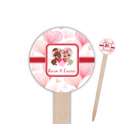 Hearts & Bunnies 6" Round Wooden Food Picks - Single Sided (Personalized)
