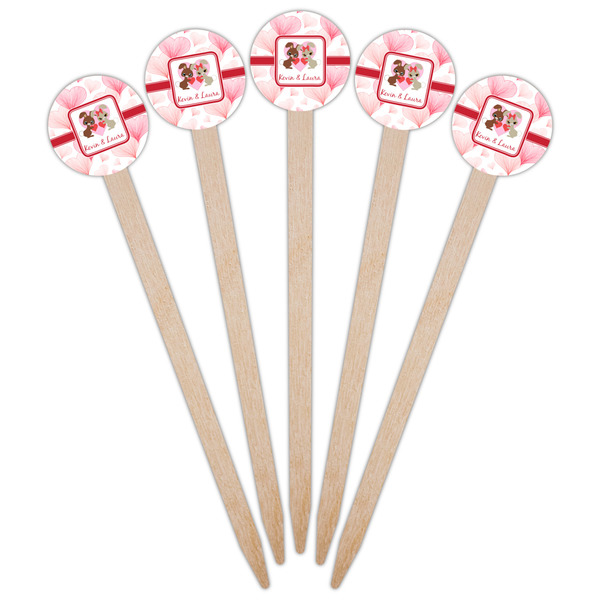 Hearts & Bunnies Wooden 6" Food Pick - Round - Fan View
